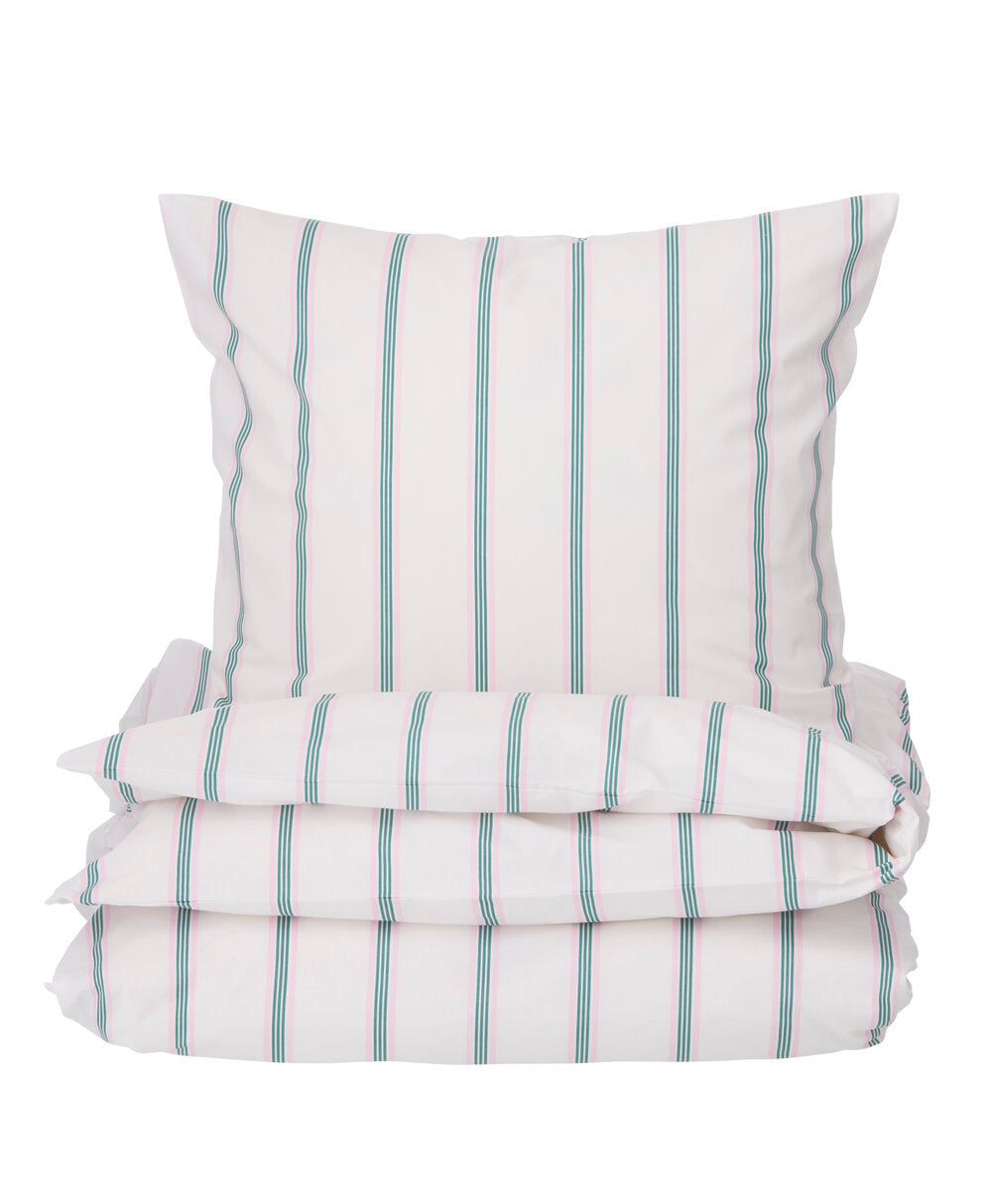 Pin Stripe Double sengesæt - rosa/grøn